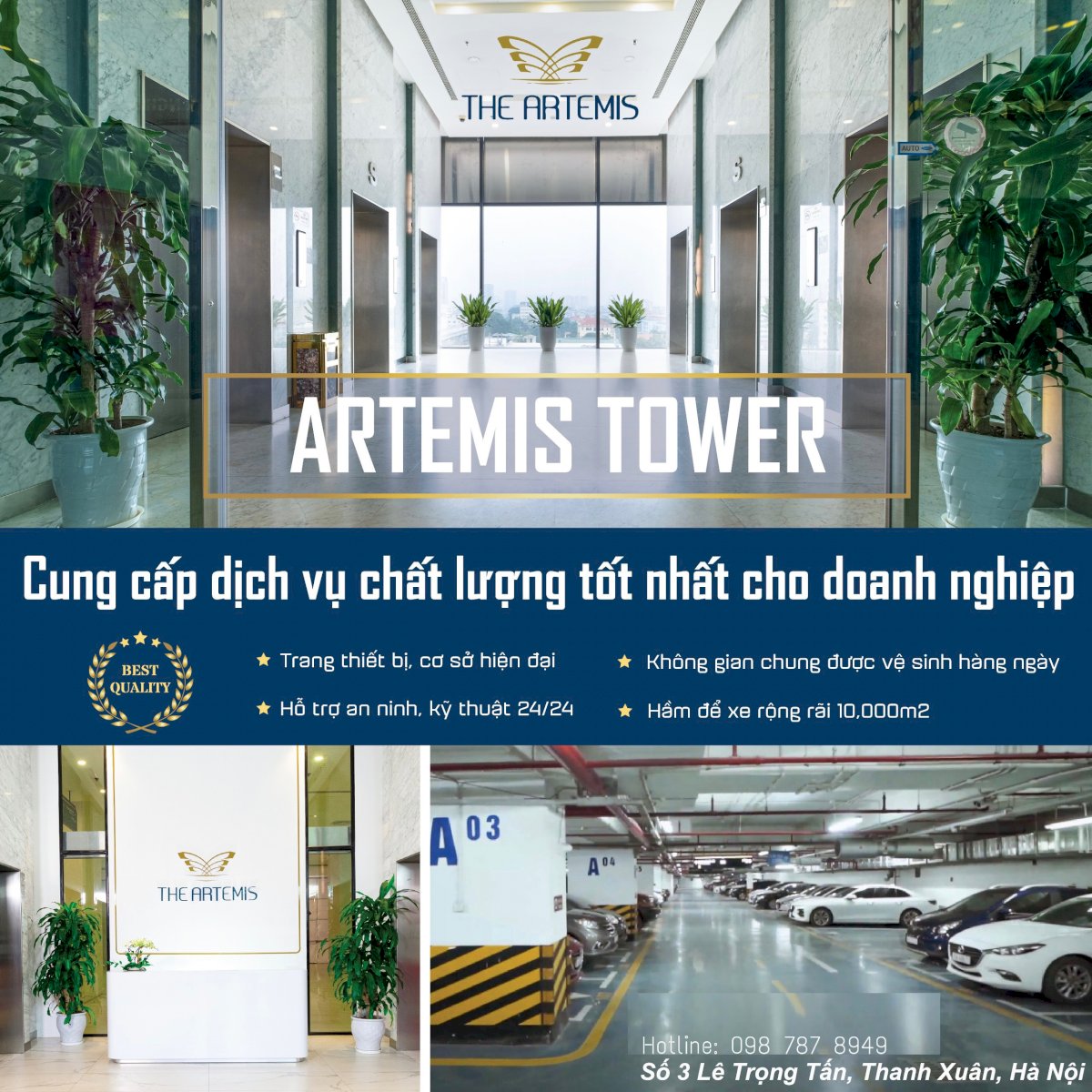 Tòa nhà Artemis (3 Lê Trọng Tấn) cho thuê mặt bằng văn phòng, thương mại giá tốt nhất khu vực Thanh Xuân – Đống Đa