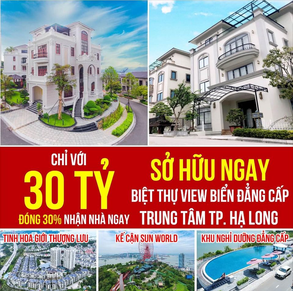 10 TỶ(30%) SỞ HỮU DINH THỰ 5 SAO BIỆT LẬP TRÊN ĐỒI DUY NHẤT VIEW PANORAMA TOÀN CẢNH VỊNH HẠ LONG