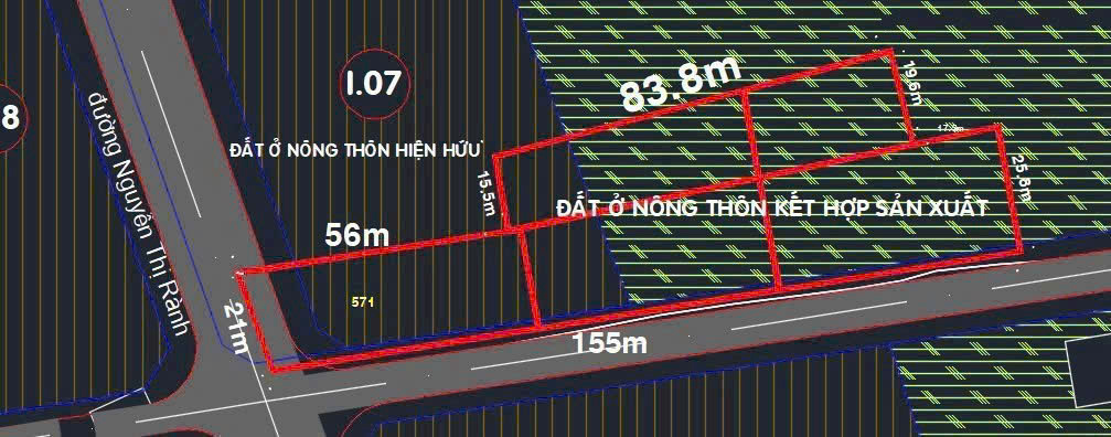 5000m2 đất góc 2 mặt tiền đường Nguyễn Thị Rành, xã Nhuận Đức giá 30 tỷ