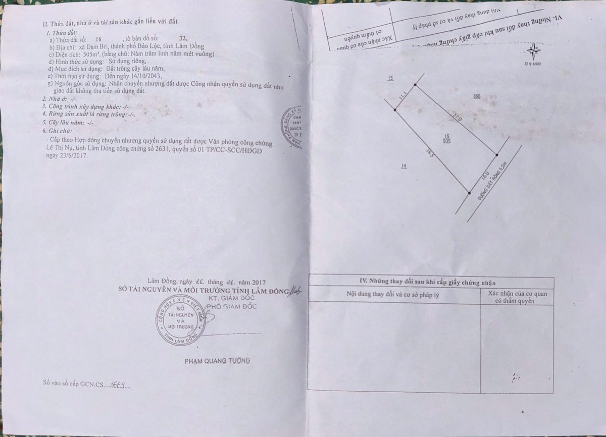 505m2 đất vườn xã Đạm Bri, tp Bảo Lộc giá 2,6 tỷ