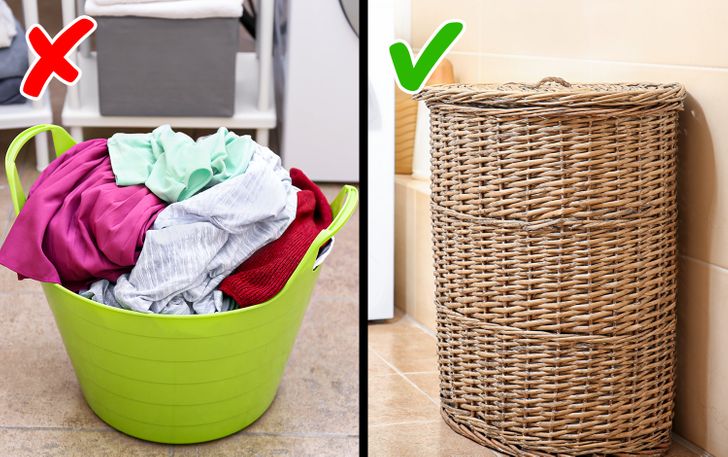 Nên chọn loại giỏ kín, có nắp đậy để đựng quần áo cần giặt