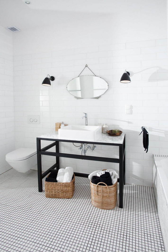 mẫu phòng tắm đen - trắng hoàn hảo