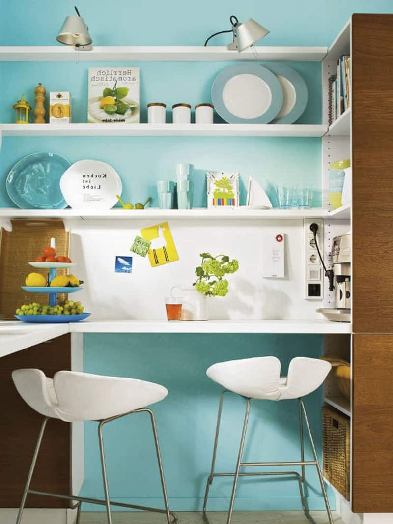 phòng bếp màu xanh ngọc