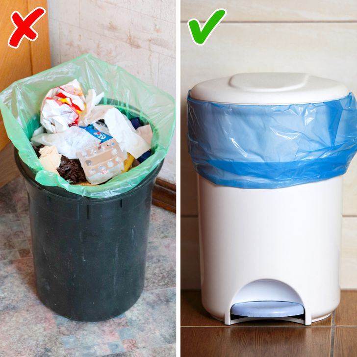 Thùng rác trong nhà nên có nắp đậy để ngăn mùi