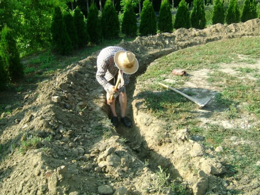 người đàn ông đang đào đất