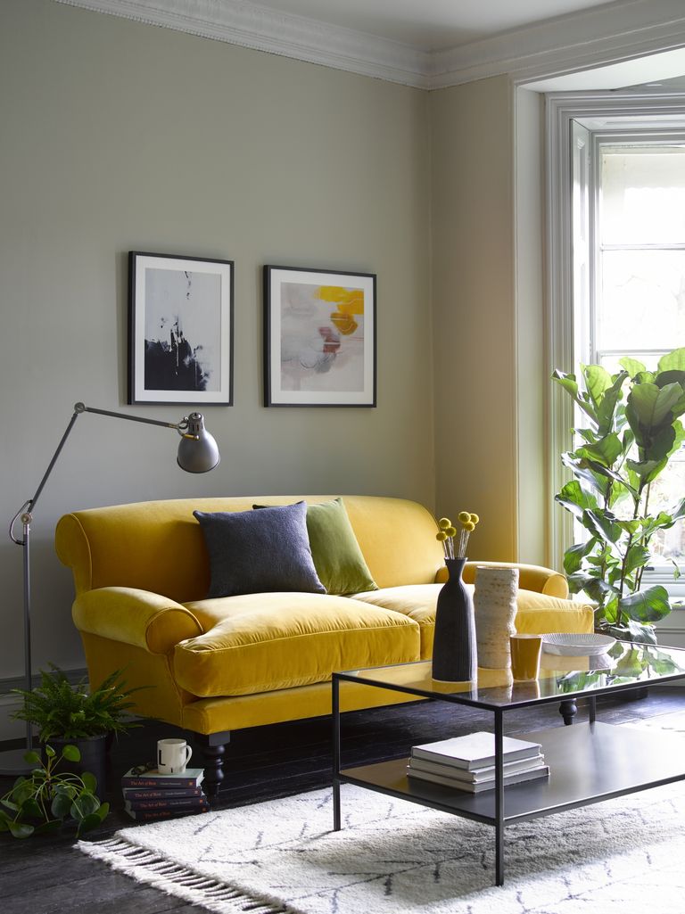 sofa đôi màu vàng tươi