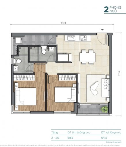 Tôi có căn D'Lusso tháp B, tầng thấp, view nội khu, 2PN, 68m2 giá cực tốt