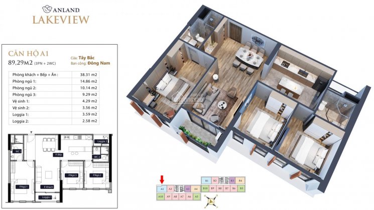 Cần bán gấp căn góc A01, 89m2/3PN-2WC giá 2.65tỷ bao phí view hồ Thiên Văn Học nhận nhà ở ngay