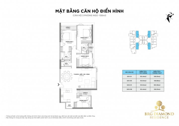 Căn hộ 4 phòng ngủ đẹp nhất dự án BRG Diamond Residence, LH phòng KD CĐT 0913811159