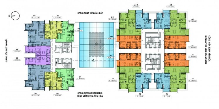 Cần bán căn hộ 79.3m2, 2PN + 1 tháp B hướng ban công Đông dự án Sky Park Residence. LH: 0988666012