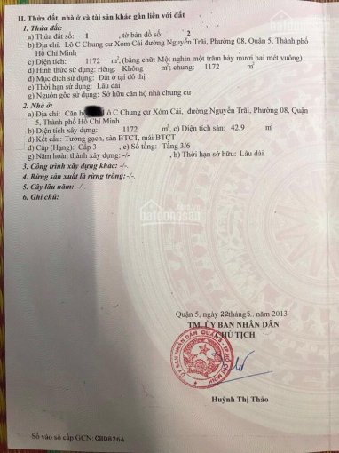 Bán chung cư Xóm Cải đường Nguyễn Trãi, Quận 5, TP. HCM
