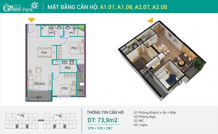 Bán gấp căn Phương Đông Green Park, 67.5m2, giá 1.7 tỷ, LH 0966253193