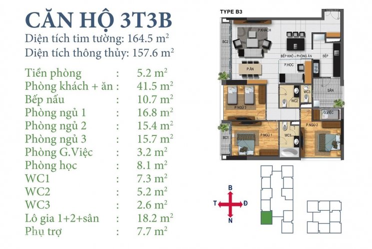 Bán căn hộ số 03 tòa N03T3B Ngoại Giao Đoàn, 157.6m2, 3 phòng ngủ, 3 vệ sinh, view hồ