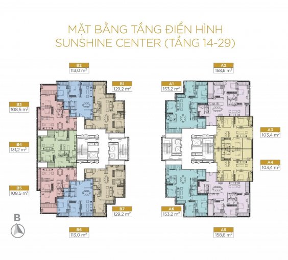 Chính chủ bán lại căn hộ A3 Sunshine Center giá chỉ 4.1 tỷ/103m2. BC Đông Nam tầng cao view thoáng