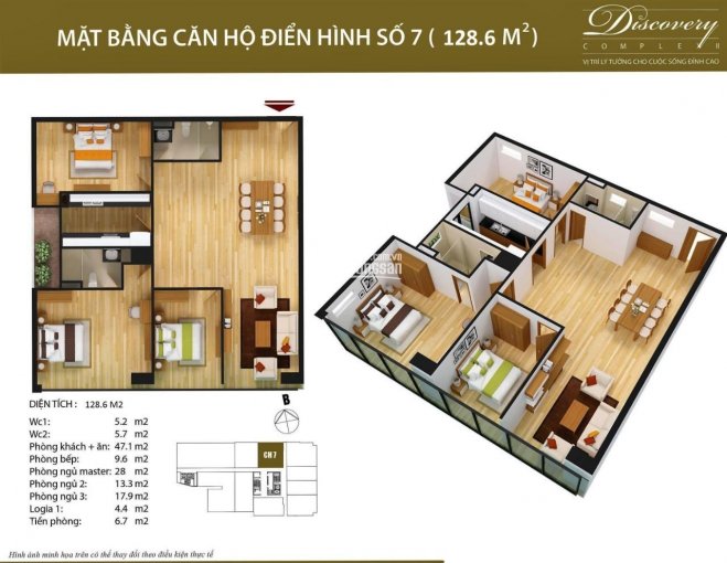 Cần bán gấp CHCC 67 Trần Phú Discovery Central, 115m2, 3PN, ban công Đông Nam, 6 tỷ