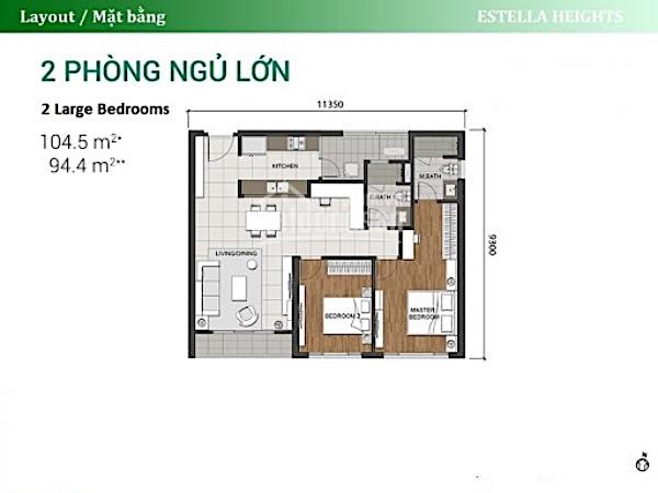 (For sell) Estella Heights - 104m2 - Tầng cao - Hướng Đông Nam