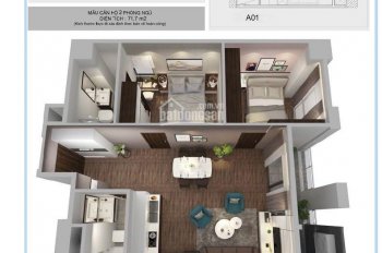Cần bán căn hộ A01 - 72m2 dự án Tháp Thiên Niên Kỷ. Bán bằng giá HĐMB
