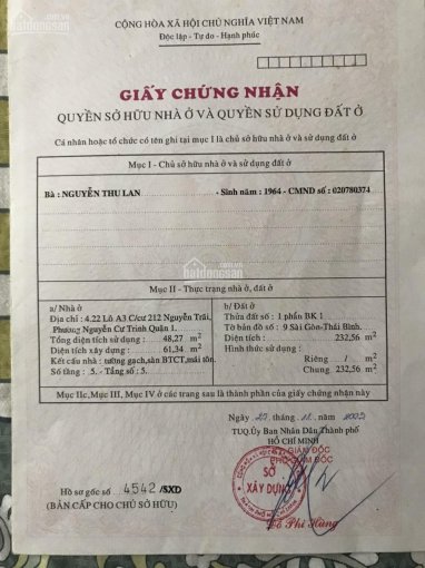 Chính chủ cần bán gấp căn chung cư 212 Nguyễn Trãi sổ hồng riêng, DT 61.34m2, LH 0934796501