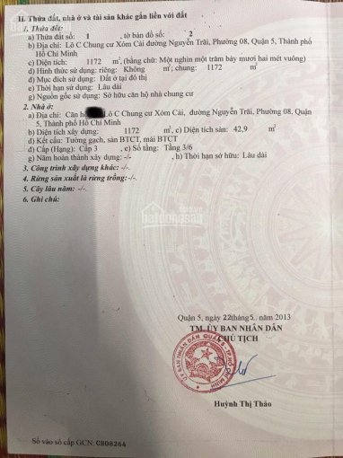 Bán chung cư Xóm Cải đường Nguyễn Trãi, Quận 5, TP. HCM