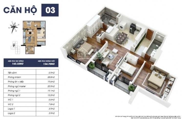 Cần bán căn hộ 135m2, 3 phòng ngủ, 2 vệ sinh đóng 50% (1.8 tỷ) nhận nhà sổ hồng vĩnh viễn