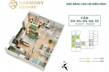Mua trực tiếp chủ đầu tư, Harmony Square Nguyễn Tuân 75-123m2 full nội thất LS 0% 12 tháng + CK 3%