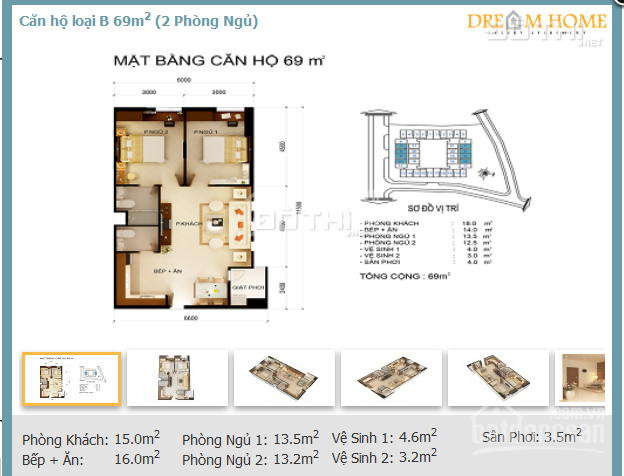 Bán căn hộ nội thất cao cấp, 69 m2, 2 PN, 2 toilet, CC Dream Home, Gò Vấp