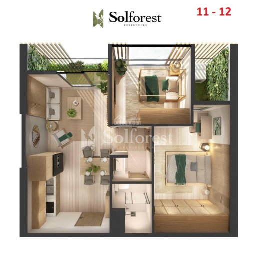 Chỉ 210 triệu, sở hữu ngay căn hộ 2 phòng ngủ tại toà tháp Sol Forest Ecopark, lãi suất 0% 24 tháng