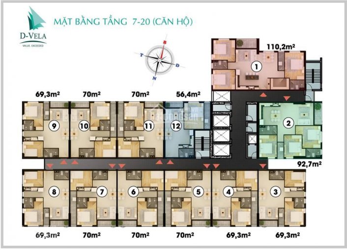 Cho thuê căn hộ 2 PN 70m2 có máy lạnh, rèm cửa, sofa tại chung cư D-Vela Quận 7, chỉ 8 triệu/ tháng