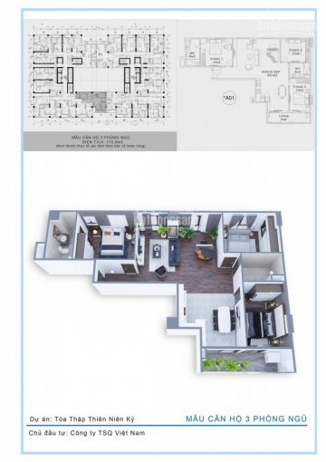 Chính chủ bán căn 105m2 - 3 ngủ ban công Đông Nam, tại dự án TNK - giá sốc