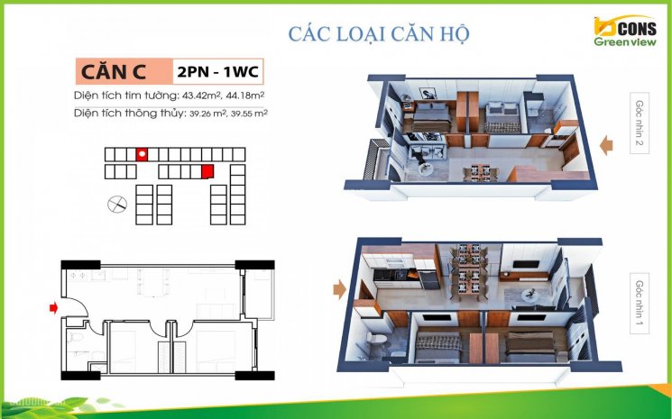 Căn hộ Bcons Green View liền kề Thủ Đức căn 2PN trả trước 400tr