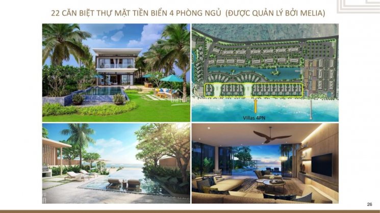 Biệt thự mặt tiền biển 667m2 Melia Hồ Tràm để ở hoặc cho thuê lại, quản lý tiêu chuẩn 5* quốc tế