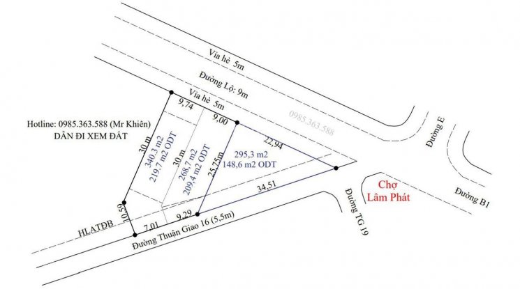 Bán lô đất 2 mặt tiền trước sau, đối diện chợ Lâm Phát KDC Thuận Giao buôn bán sầm uất