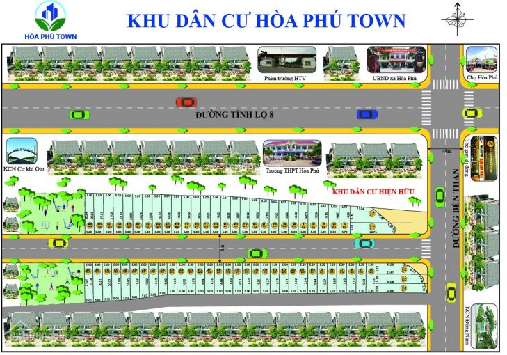 Bán đất dự án Hòa Phú Town, mặt tiền đường Bến Than, xã Hòa Phú, Củ Chi. Cách chợ Hòa Phú 700m