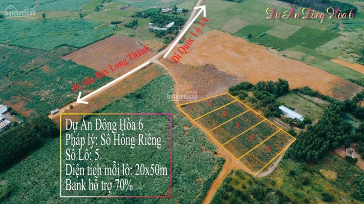 Đất Đông Hoà, Trảng Bom, còn 2 lô duy nhất, sổ hồng riêng 20x50m=1000m2, ngay sát đường nhựa