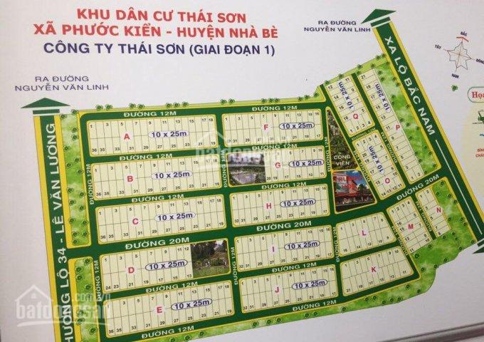 Chính chủ bán gấp lô đất Thái Sơn 1, Nhà Bè 10 x 25m đã có sổ hồng, giá: 35 tr/m2, LH: 0922781111