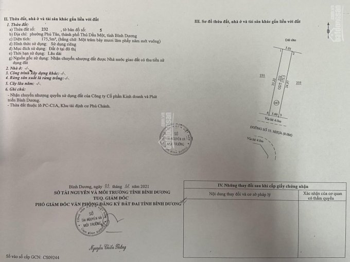 Cần tiền làm nhà nên bán gấp lô đất đường số 55 Phú Chánh, Phú Tân, giá 2.630 tỷ. DT 175.5m2(5x35m)