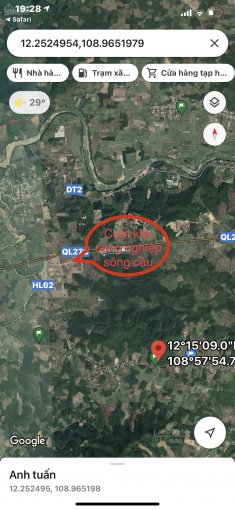 Chính chủ lô đất góc 2 mặt tiền đường HL62 gần uỷ ban Diên Tân 1,5km