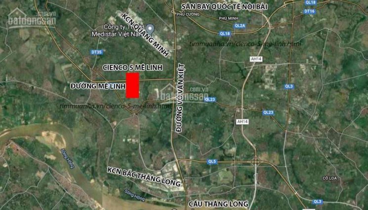 Đất biệt thự Cienco 5 Mê Linh DT 300m2, 375m2, 450m2 sổ đỏ, giá từ 18tr/m2
