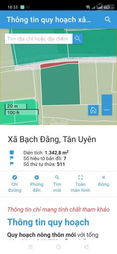Bán lô đất mặt tiền xe công, 1343m2, xã Bạch Đằng, Tân Uyên giá đầu tư