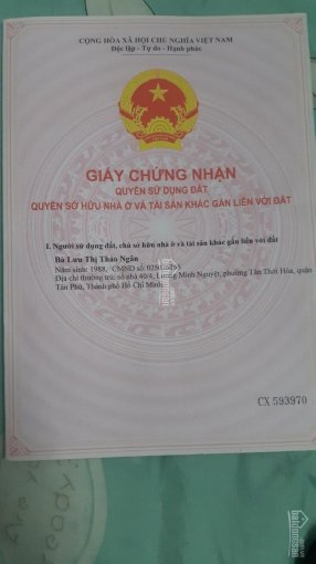 Định cư nước ngoài cần bán gấp đất ở khu phố 1, thị trấn Châu Thành