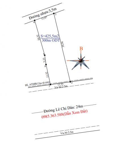 Bán lô đất mặt tiền đường Lê Chí Dân, ngang 11.23m, gần ngã tư Cây Me