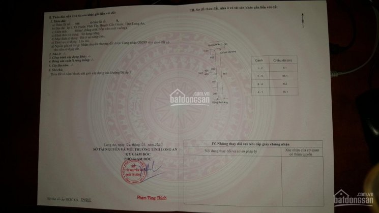 Bán 400m2 thổ đê ấp 1 phước vĩnh tây giá 1.7 tỷ