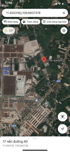 Bán đất chính chủ, MT  đường Số 40 vành đai KCN Becamex ấp 5 xã Minh Thành Chơn Thành Bình Phước