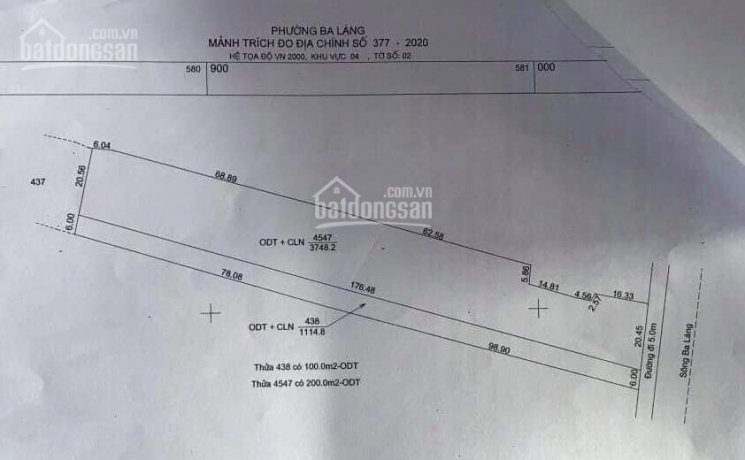 Bán nền biệt thự 3.748m2 mặt tiền sông Ba Láng, Quận Cái Răng, TP. Cần Thơ