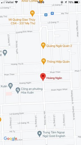 Bán lô đất MT kẹp cống đường Hoàng Ngân, Hòa Xuân, Đà Nẵng. DT: 100m2, đường 7m5, giá 3,2 tỷ