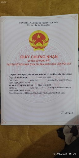 Cần bán A4.60 Gia Thịnh, Gia Viễn, Ninh Bình