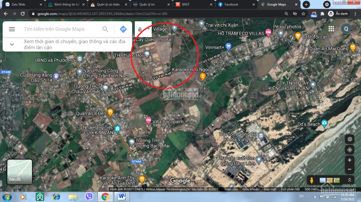 Bán đất 2 mặt tiền (10x21.26m) nằm kế bên trung tâm hành chính xã Phước Hội, sát đường DT44A