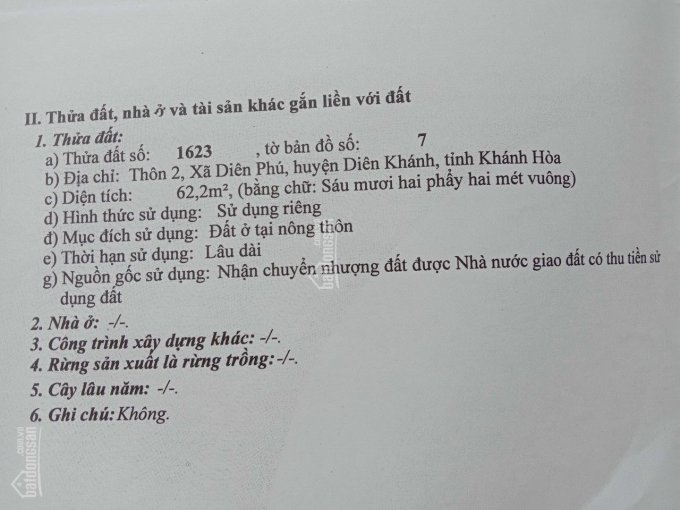 Bán lô đất 2 mặt tiền Diên Phú, Diên Khánh 460tr