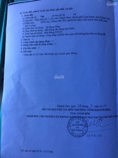 Bán lô đất hơn 2 sào, ngang 40m, thôn Hoà Do 7, Cam Thành Nam, TP Cam Ranh, Khánh Hoà