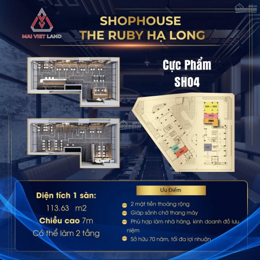 Chỉ 6 tỷ sở hữu Shophouse khối đế chung cư The Ruby Hạ Long. LH 0868585688